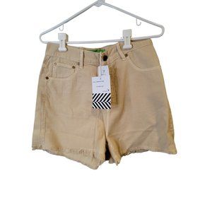Free People Sandrine Rose New Sz 26 Womens Shorts Beige Linen Blend Raw Hem NWT